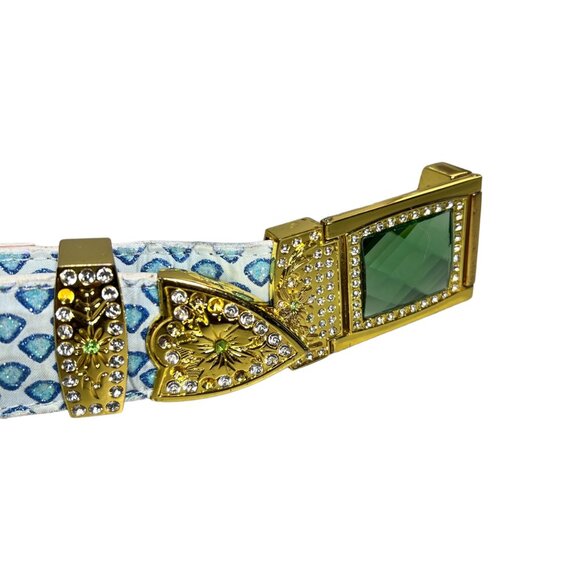 El General Leather Belt w/ Rhinestone Buckle & Blue Glitter Rhinestone Inlay main image 5